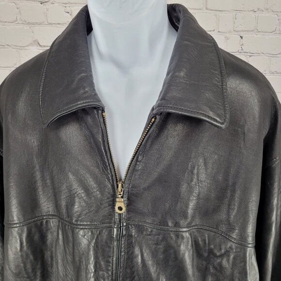 Authentics By Boston Outfitters Black Genuine Leather Insulated Jacket 3XLT *zip - Picture 8 of 14